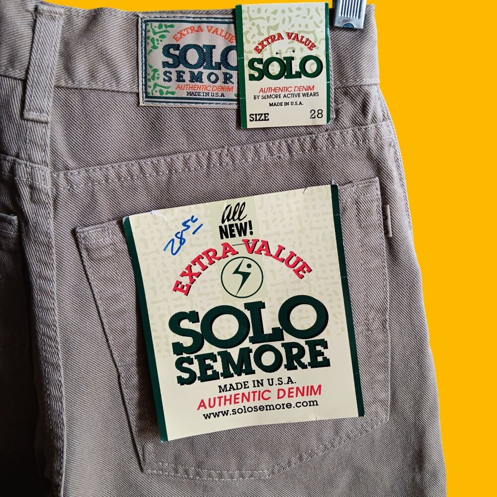 Y2K Solo Seymour Light Grey Jeans Men's 28 Baggy Wide Leg Vintage USA nos